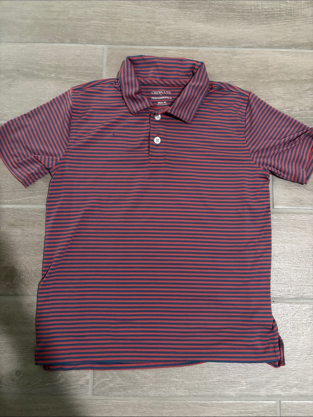 Boys J. Crew Factory Red & Navy Slim-Stripe Polo